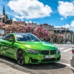 Очень красивая BMW M4 в цвете Signal Green замечена в Бельгии.