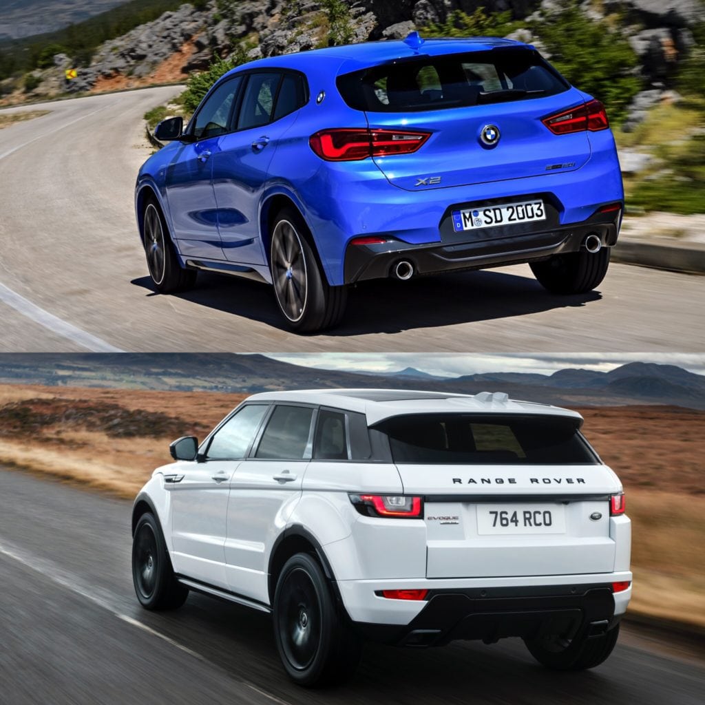 Сравнение фото BMW X2 vs Range Rover Evoque